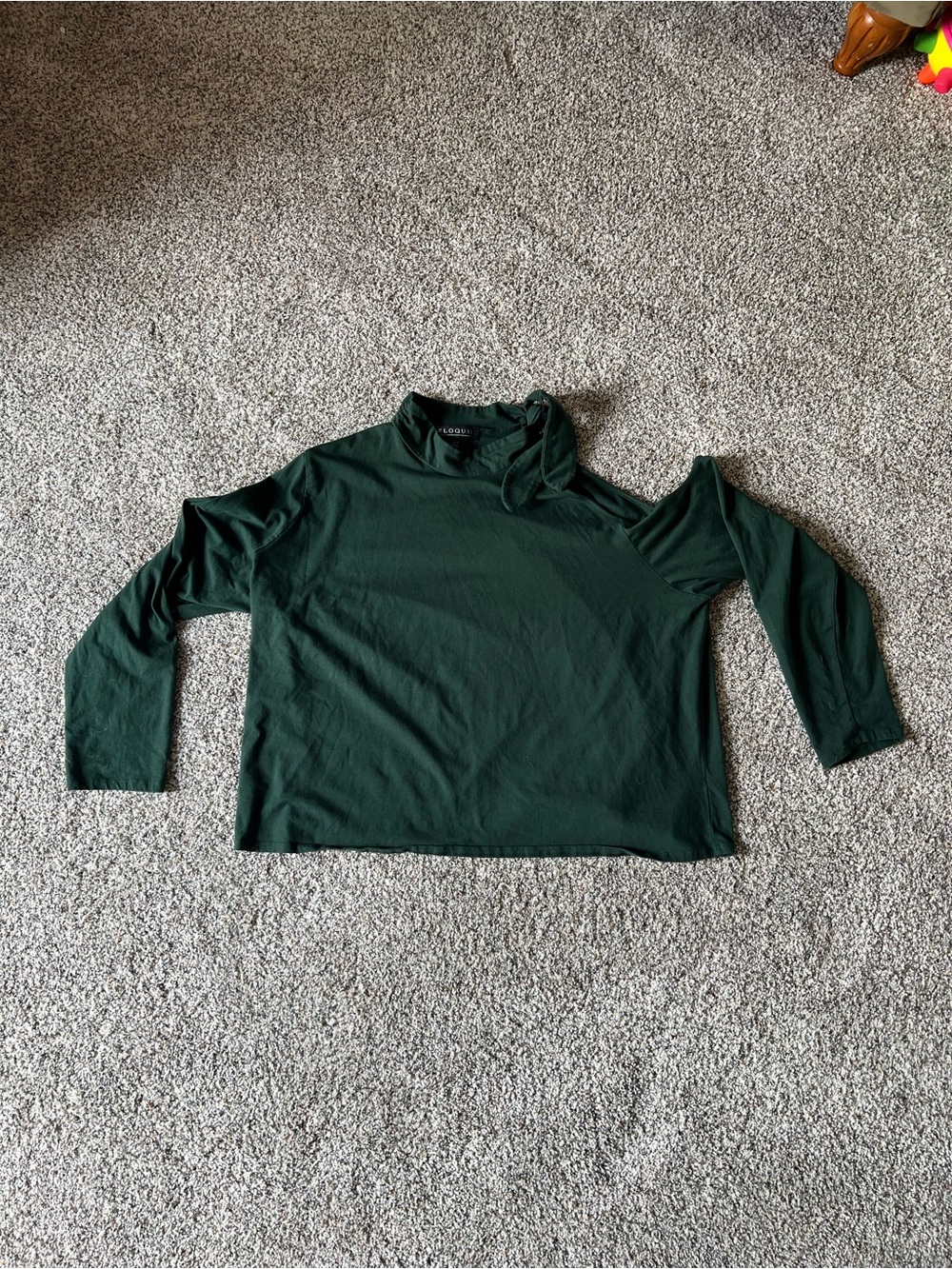 Eloquii 26/28 Dark Green Cold-Shoulder Long Sleeve Top